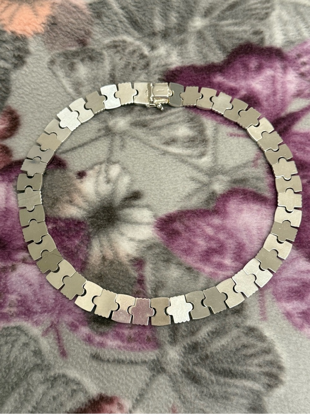 Sterling Silver Link Choker Necklace - Polished Silver - Picture 13 of 16